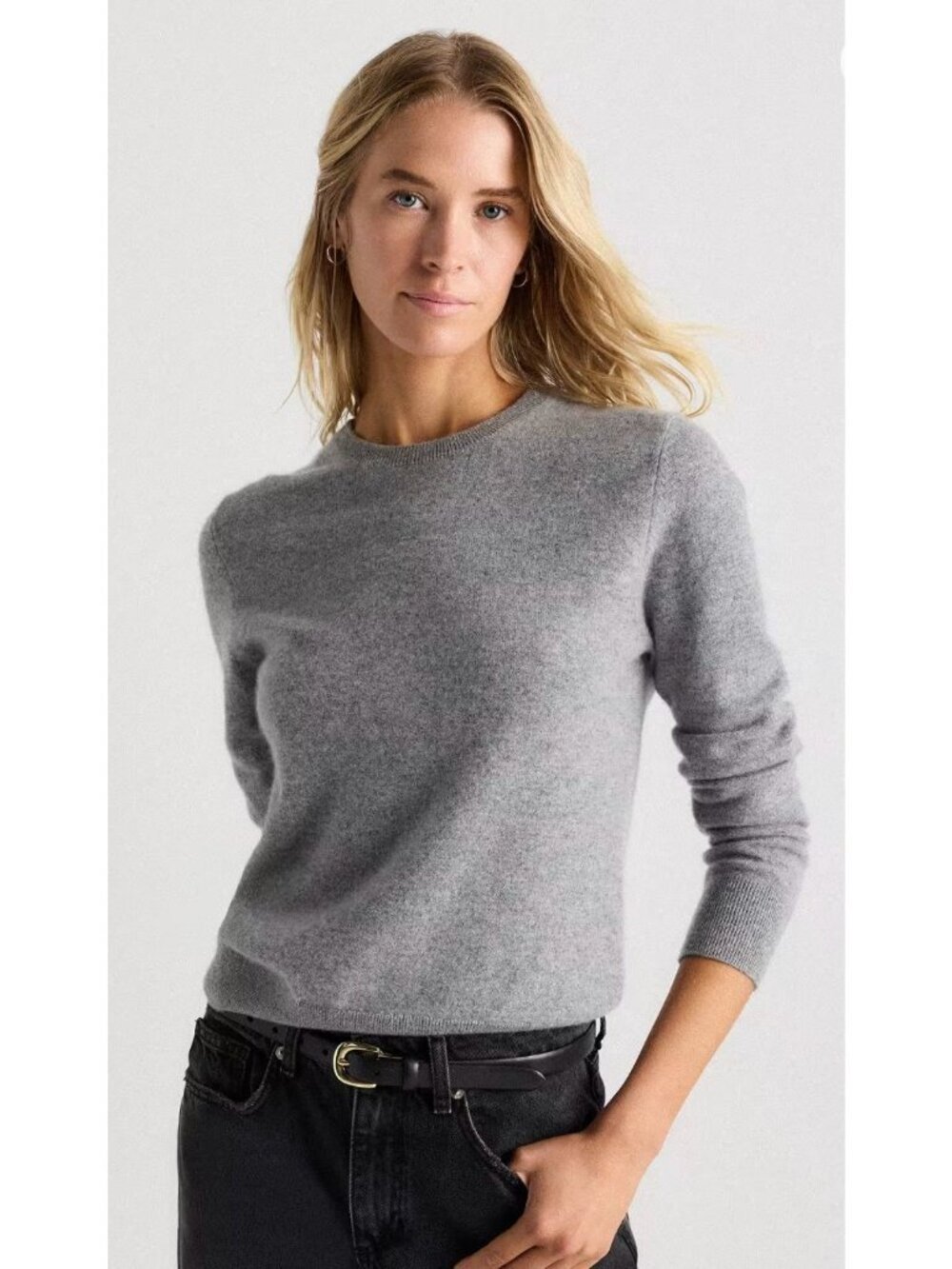Quince Mongolian Cashmere Crewneck Sweater Heather Grey-sz XL